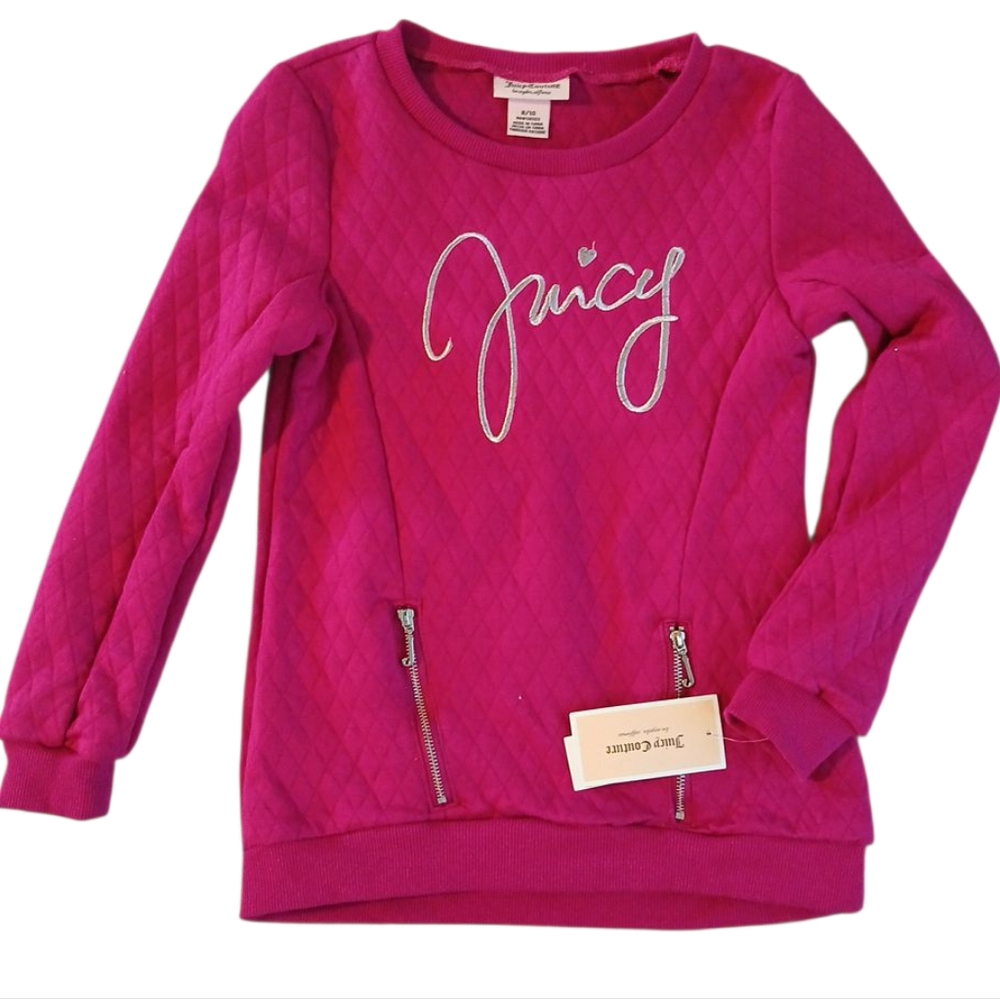 Juicy Couture Pink Quilted‎ Embroided Sweatshirt NWT 8/10 GIRLS